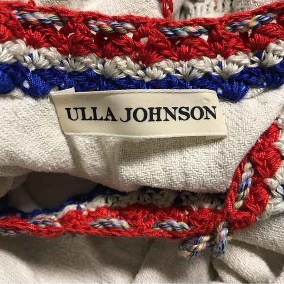 Ulla Johnson Katya Natural Crochet Embroidered Red Blue Ivory Silk Knit Blouse 2 - Picture 14 of 15